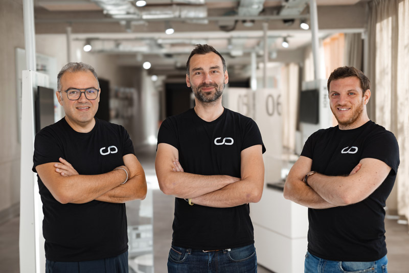 Co-founders of NcodiN: Fabrice Raineri, Bruno Garbin, and Francesco Manegatti.