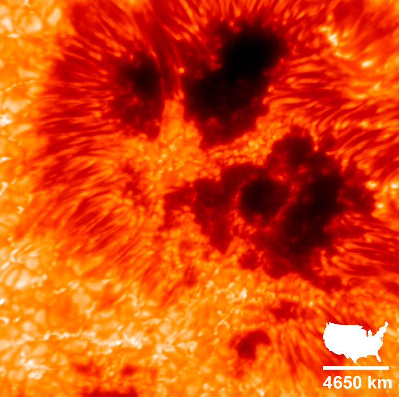 Narrow-band image of the Sun at a wavelength of λ=588.9 nm.