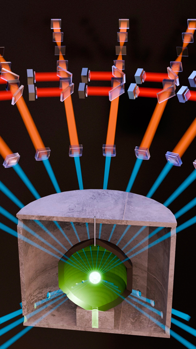 Target chamber in artist’s concept of an inertial fusion energy plant. Target chamber in artist’s concept of an inertial fusion energy plant.
