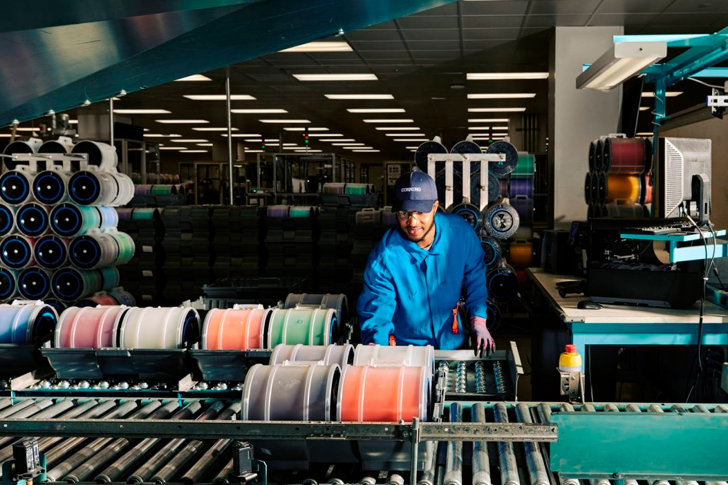 Corning’s optical cable making facility in Hickory, NC.
