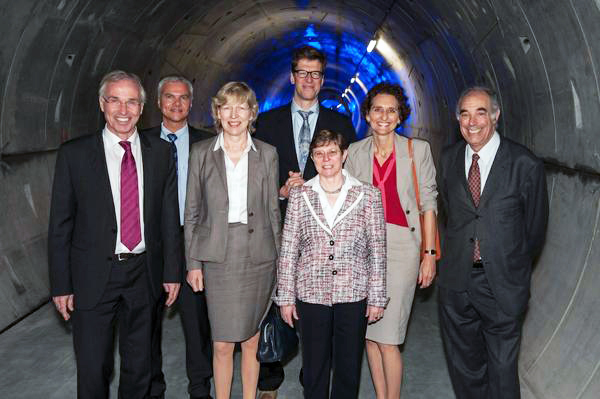 Opening time: VIPs take a trip underground to view XFEL site.