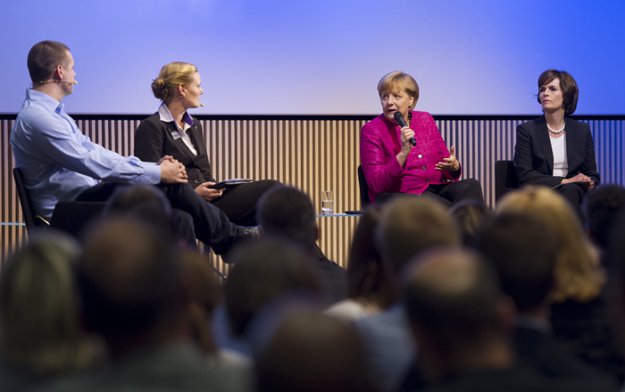 Merkel underlined the importance of family companies such as Trumpf.