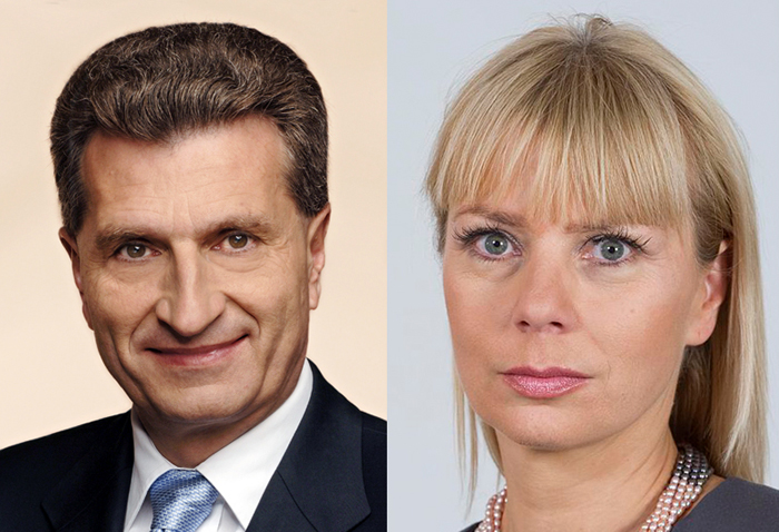 Günther Oettinger and Elžbieta Bieńkowska.