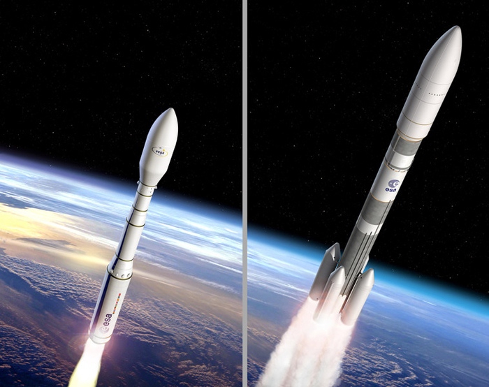 Laser ignited? Artist's impression of the Vega C and Ariane 6 rockets.