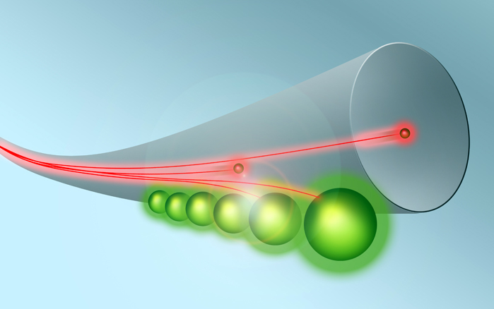 Atoms coupled to a glass fibre slow down light.