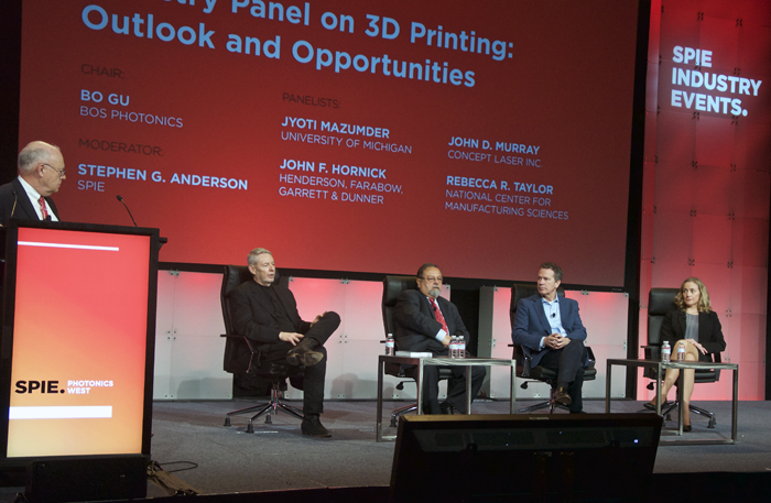 SPIE's Steve Anderson (left) chaired the 3D Printing panel. 