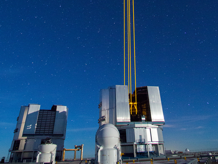 SodiumStar laser beams are visible up to a height of a few tens of kilometres.