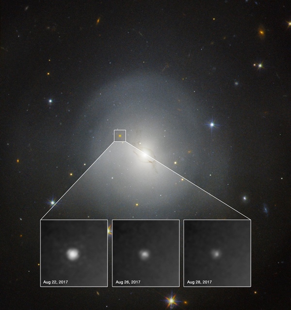Kilonova dims in a week: Hubble imagery
