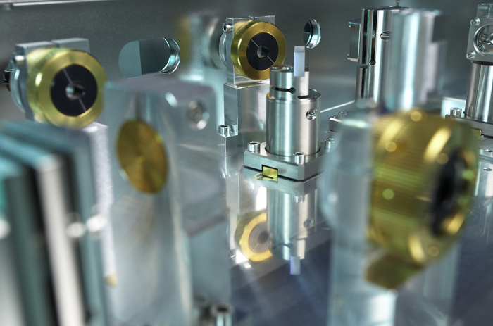 A view inside an ultra-short pulse laser from Trumpf’s TruMicro range.