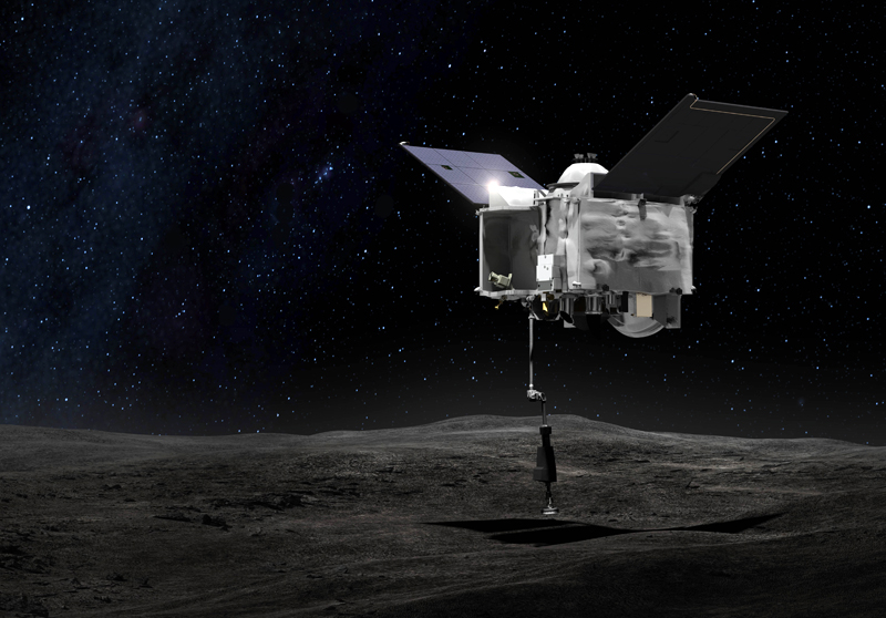 First contact: OSIRIS-REx probe takes a close look at asteroid Bennu.