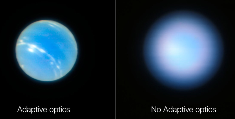 Images of Neptune obtained during testing of VLT's Narrow-Field adaptive optics.