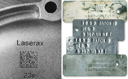 LDPM markings (L) resist wear; traditional tags (R) can disintegrate. 