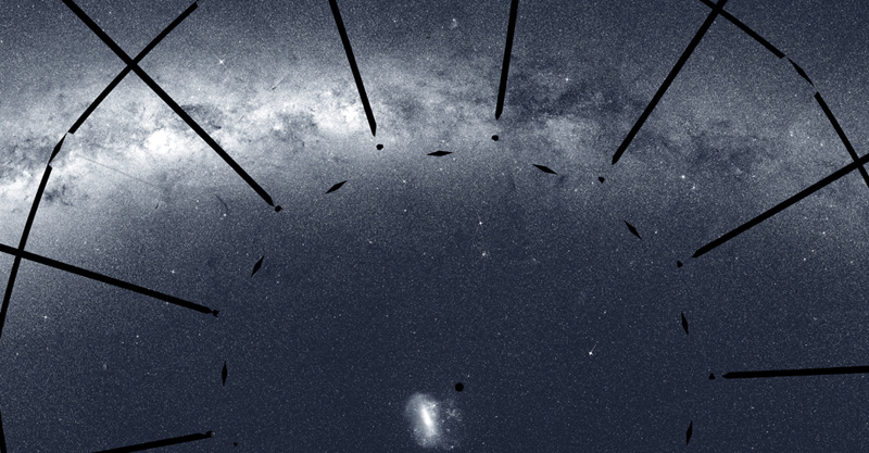 The Milky Way (upper left) arcs across a starry landscape in a detail of NASA's newly-released TESS Southern Sky mosaic. 
