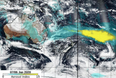 Smoke on  the water: VIIIRS imagery provides a “true-color” view of the pollution.