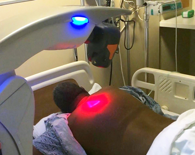 Effective treatment: laser scanner configuration while patient is in prone position.