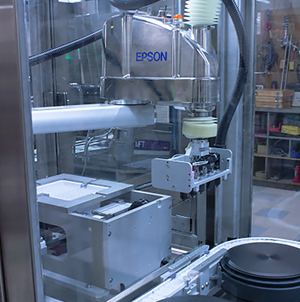 Epson SCARA robot on the NuTec syringe line. 