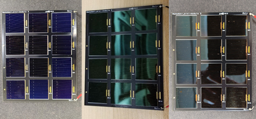 NIST researchers tested mini solar modules made of three different materials under artificial light.
