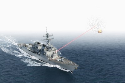 HELIOS laser weapon system.