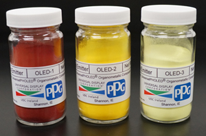 UDC’s phosphorescent OLED emitters are made by PPG.