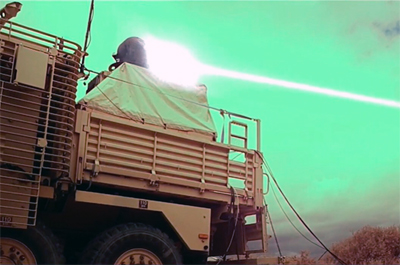 UK’s first test of vehicle-mounted high-energy laser weapon.