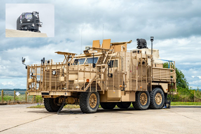 The laser weapon is mounted on a British Army Wolfhound armoured vehicle.