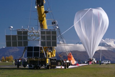 The 18.8 million-cubic-foot COSI Super Pressure Balloon prepares for lift-off.