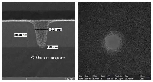 Cross-sectional top view of a solid state nanopore.