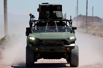 AV’s 20kW-class LOCUST laser weapon integrated on Infantry Squad Vehicle.