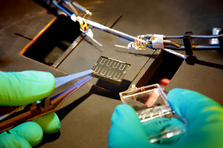 In the photovoltaics industry, solar cells are processed as fast as possible.