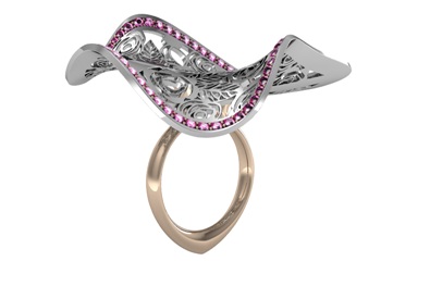 Intricate 'rose petal' ring