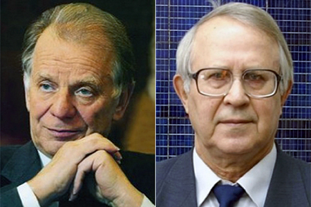 Solar pioneers: prizewinners Zhores I. Alferov (left) and Viacheslav M. Andreev.