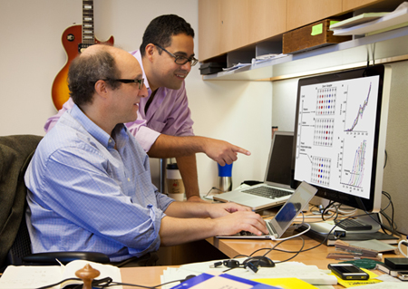 Power up: Eric Bitter (left) and Carlos Silva review conversion data.