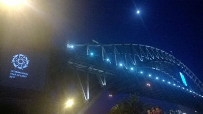 IYL logo on Sydney Harbour Bridge