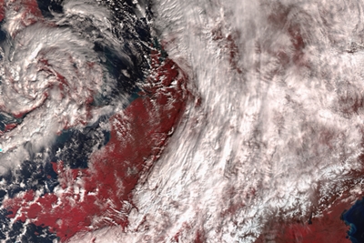 Sentinel-3A satellite view of storm Jake over the UK