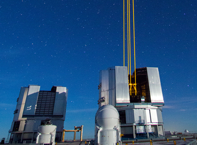 SodiumStar laser beams are visible up to a height of a few tens of kilometres.
