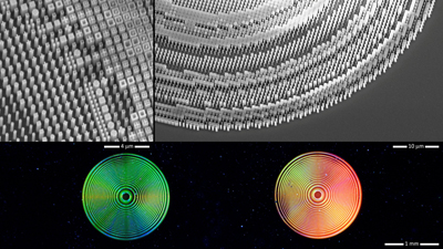 Broadband meta-lenses (above) and elements of an ML imaging system (below).
