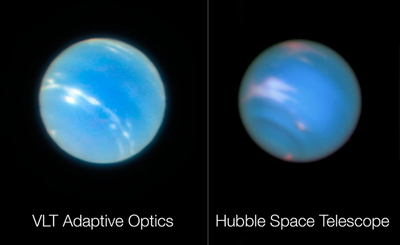 Compare: VLT's Narrow-Field adaptive optics; and NASA/ESA's Hubble Telescope.